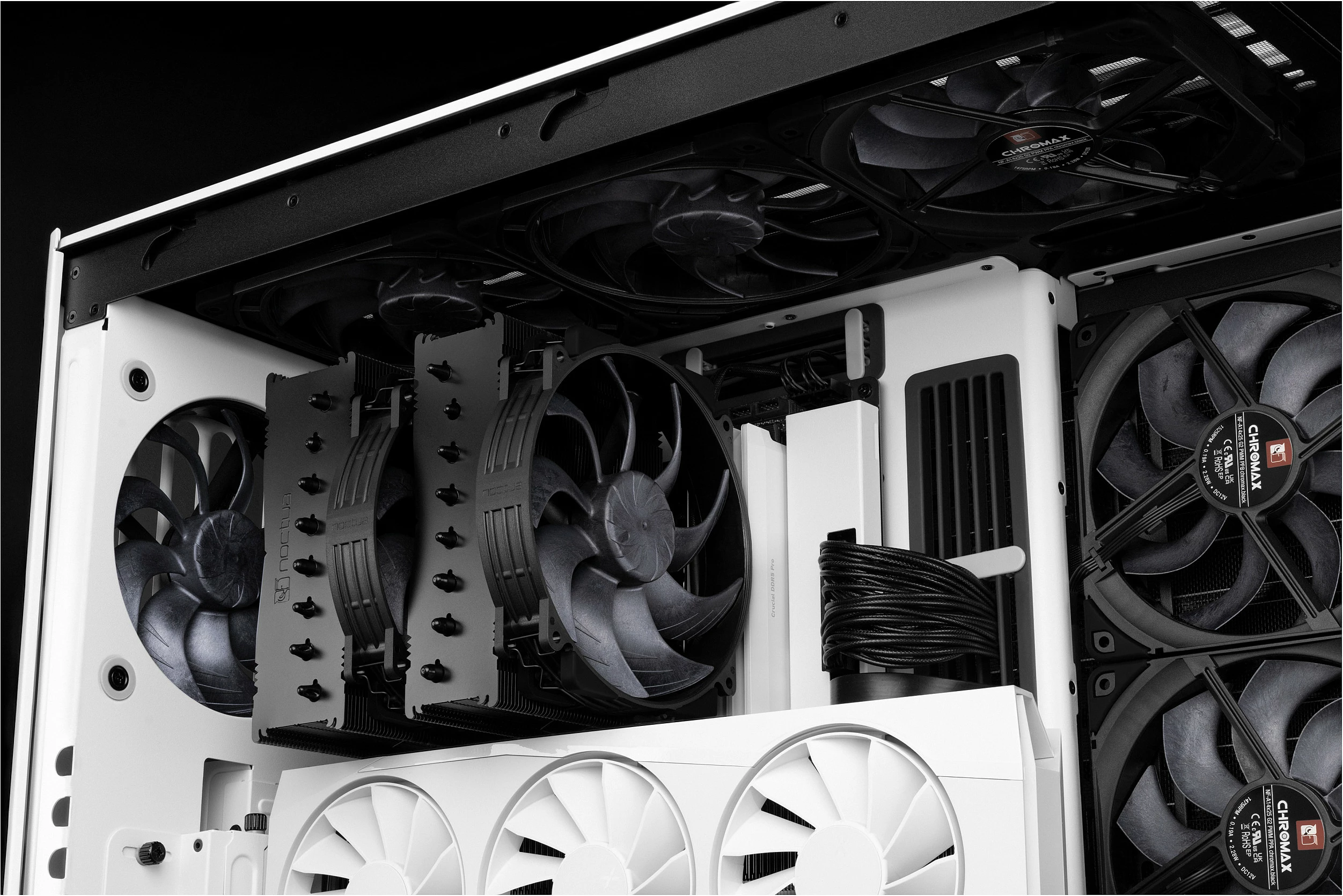 Ventilatorë për kasë Noctua NF-A14x25r G2 PWM Sx2-PP, 2x 140mm, chromax.black, i zi