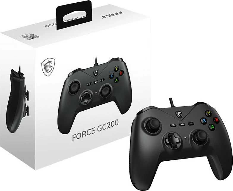 Kontroller lojërash MSI Force GC200, USB me kabllo 2 m, për PC/Android, Zi