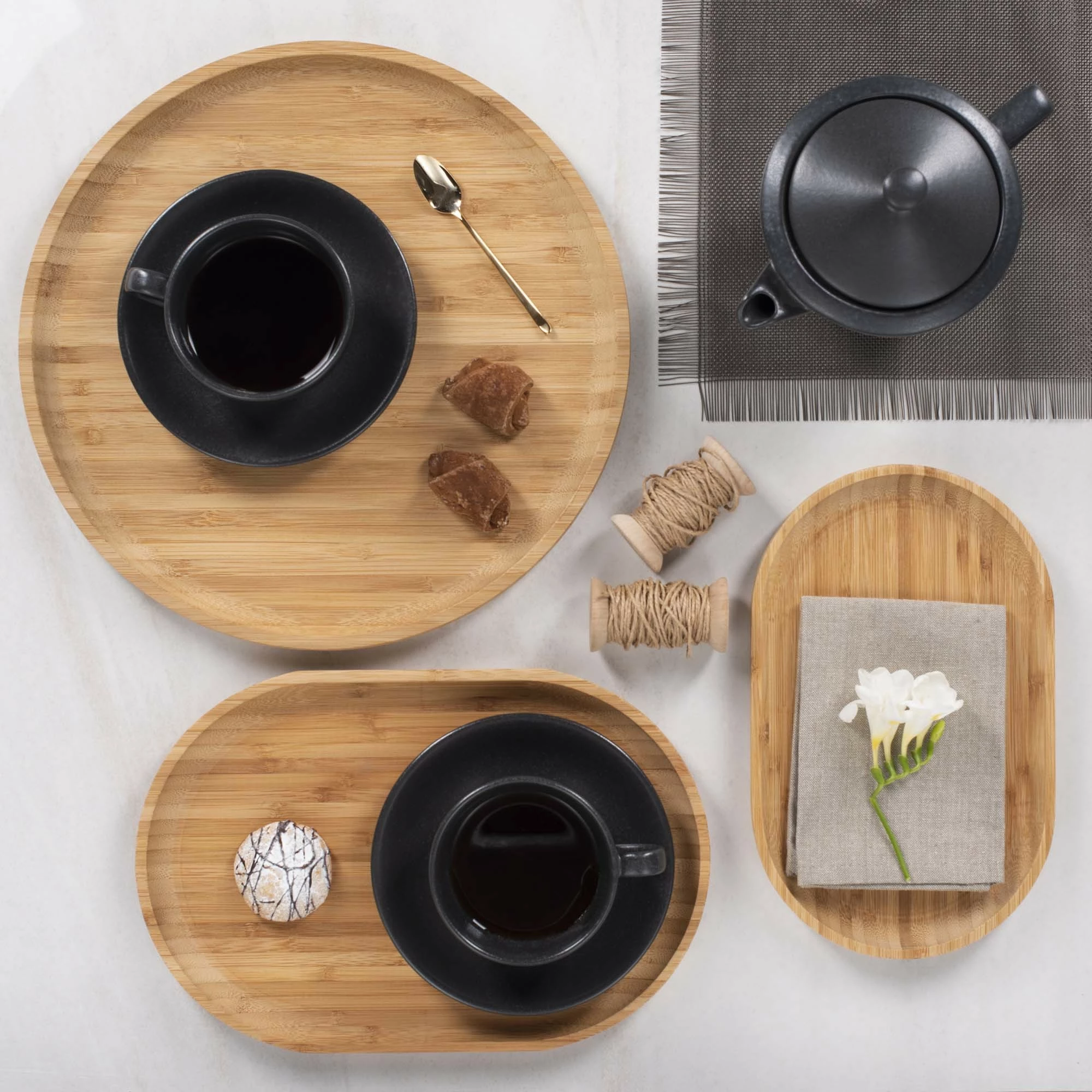 Kupa porcelani Porland Seasons Coal 260ml, e zezë, set 6 copë