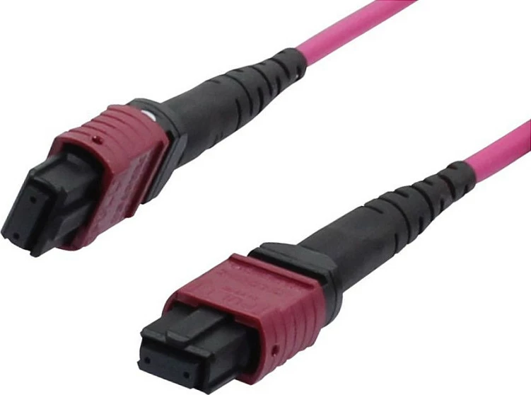 Kabëll patch fiber optik Synergy21 LWL-MTP Female OM4 LowLoss Elite, 12 fije, Type B crossed, 10 m, vjollcë