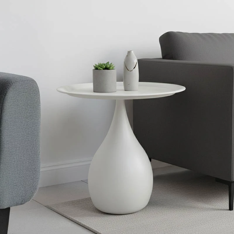 Tavolinë anësore Samino, metal, ngjyrë krem, D39x42cm