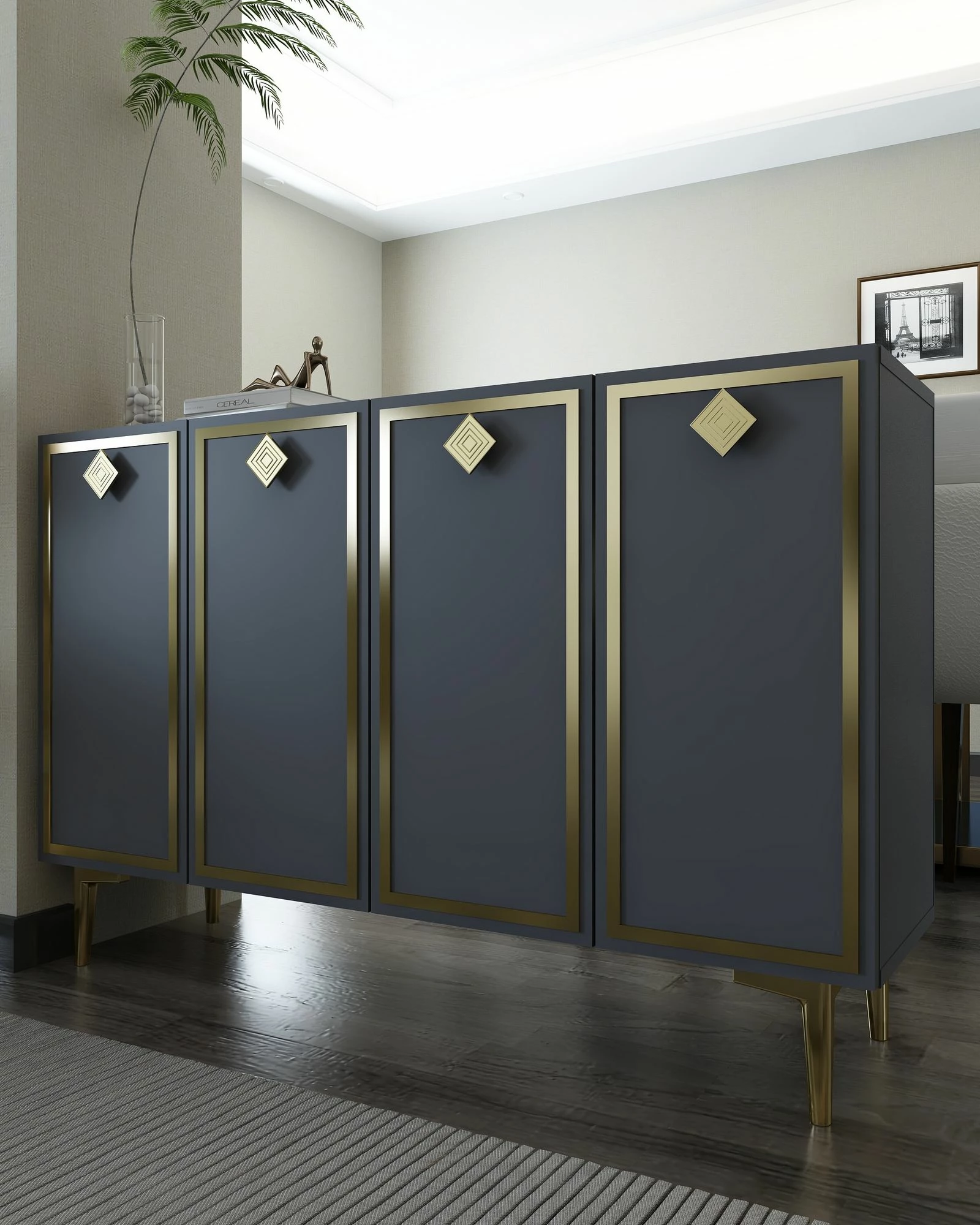 Konsolë Skye Decor, anthracite, gold, 8159KM-1