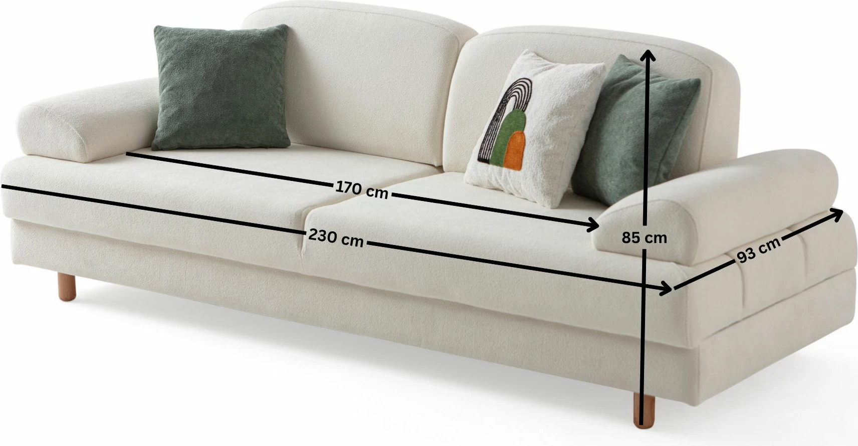 Divan-krevat treshe, Atelier del Sofa, Aries, i bardhë
