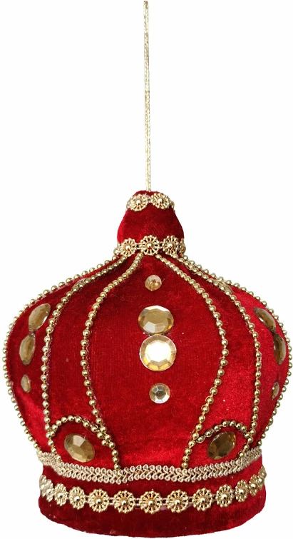 Dekor për Krishtlindje, kurorë, kadife e kuqe, 12x12x16cm