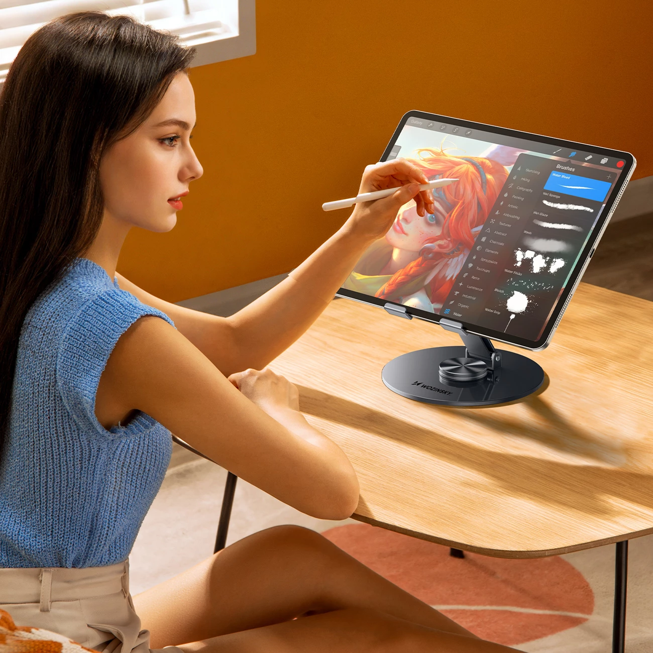 Mbajtëse tabletë Wozinsky WRS-DSY84SS, rrotullim 360°, alumini, gri