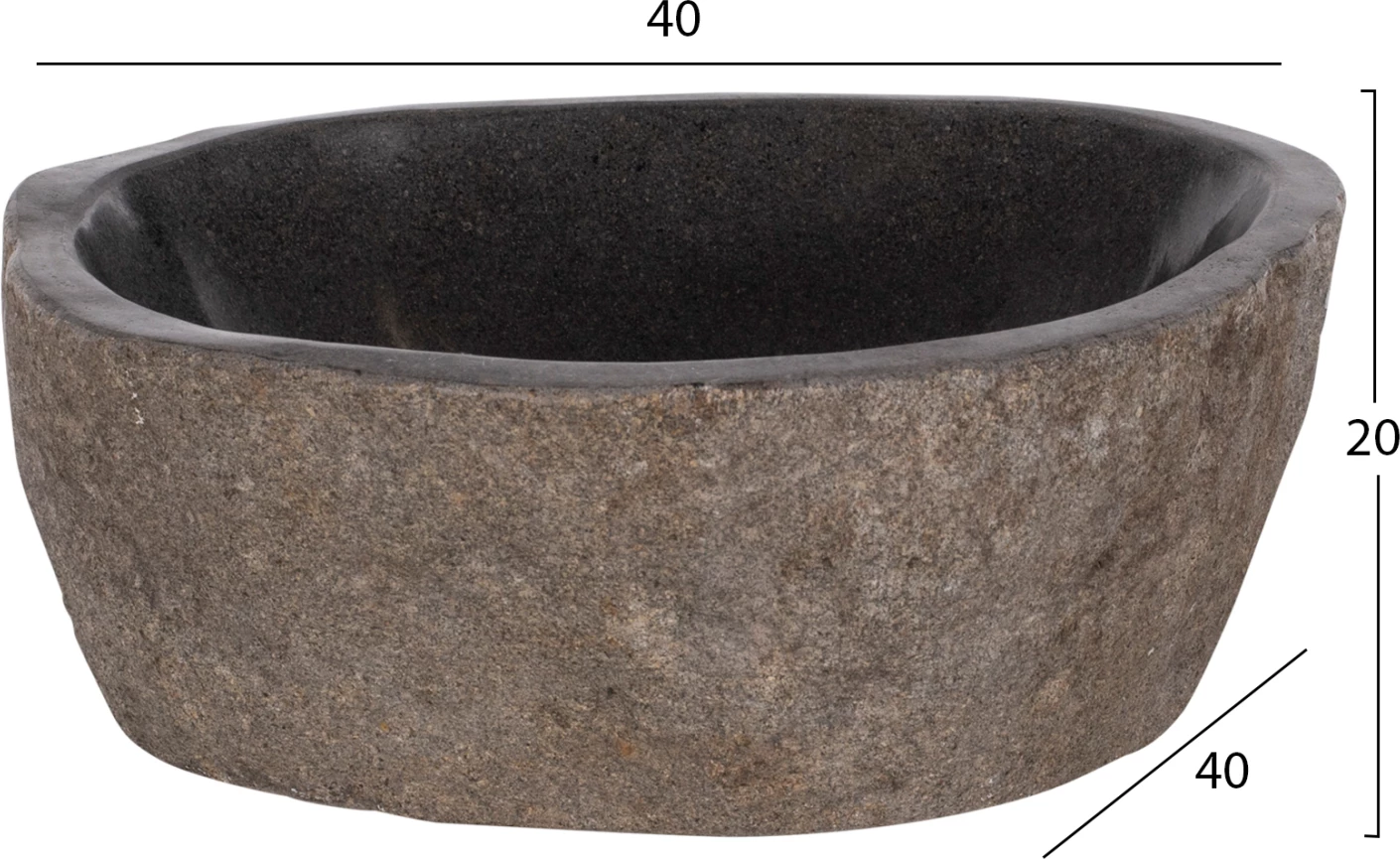 Lavaman guri i gdhendur, ngjyrë gri, 40x40x20H cm, FH7807