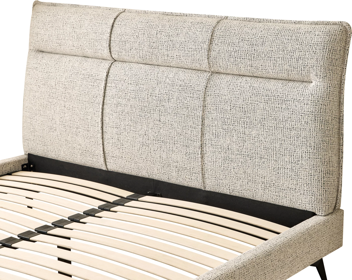 Krevat dopio LIGNUM, stof bezhë, këmbë metalike të zeza, për dyshek 160x200cm