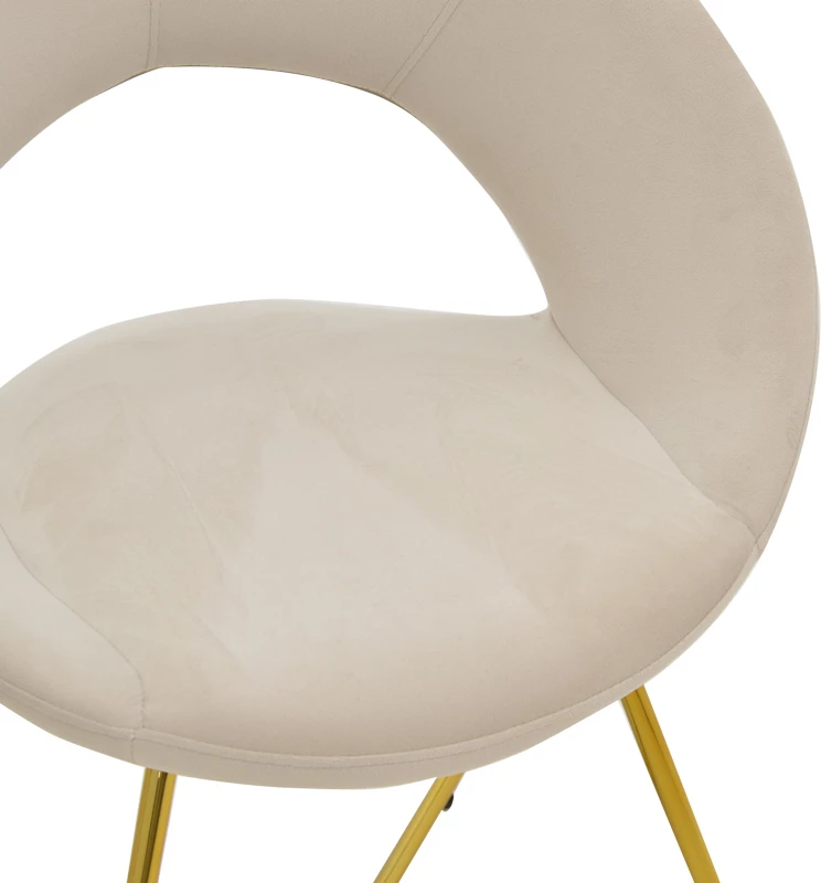 Karrige Valentina kadife bezhë-këmbë ari 65x60x82cm