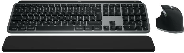 Set tastierë dhe Maus wireless Logitech MX Keys S Combo for Mac 920-012840, Bluetooth, layout DE, me mbështetëse dore, Space Gray
