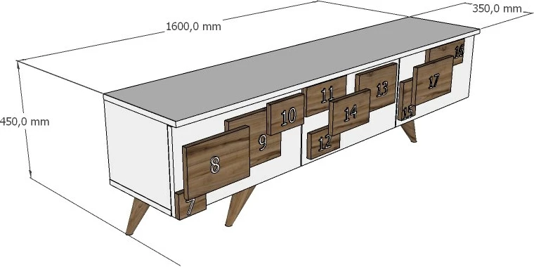 Komodë TV Hanah Home, 3 D, e bardhë, mermer