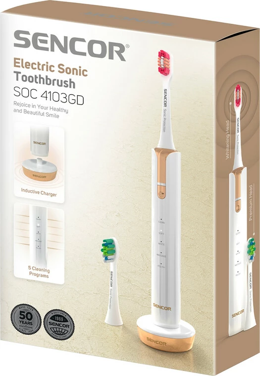 Furçë elektrike për dhëmbë Sencor SOC 4103GD Sonic, e artë/bardhë