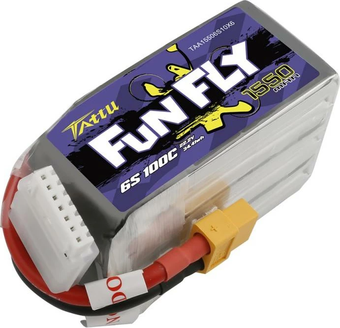 Bateri LiPo Tattu Funfly 1550mAh 22.2V 100C 6S1P me XT60