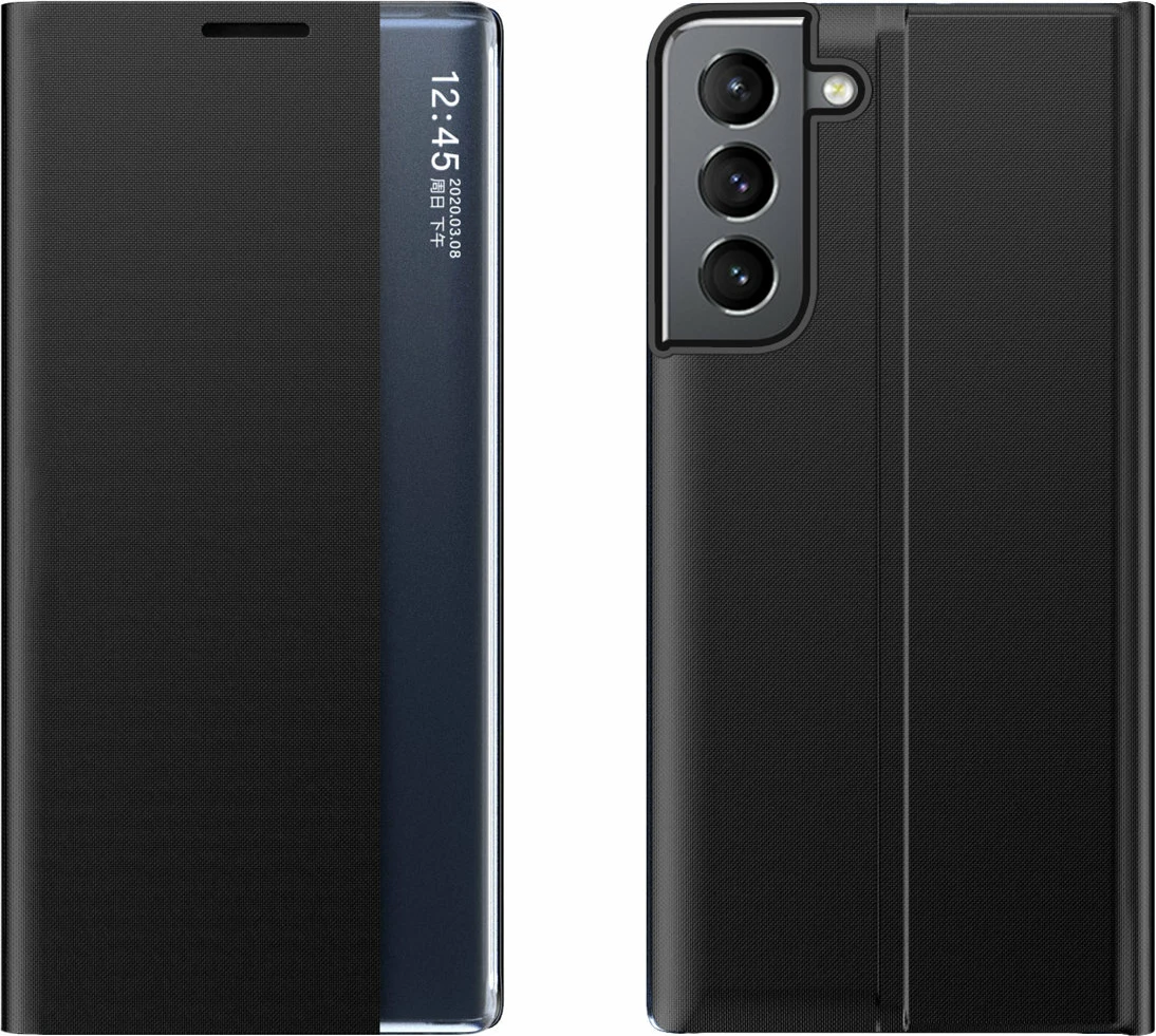 Mbështjellës Hurtel New Sleep Case për Samsung Galaxy S23, me kapak dhe qëndrim, i zi