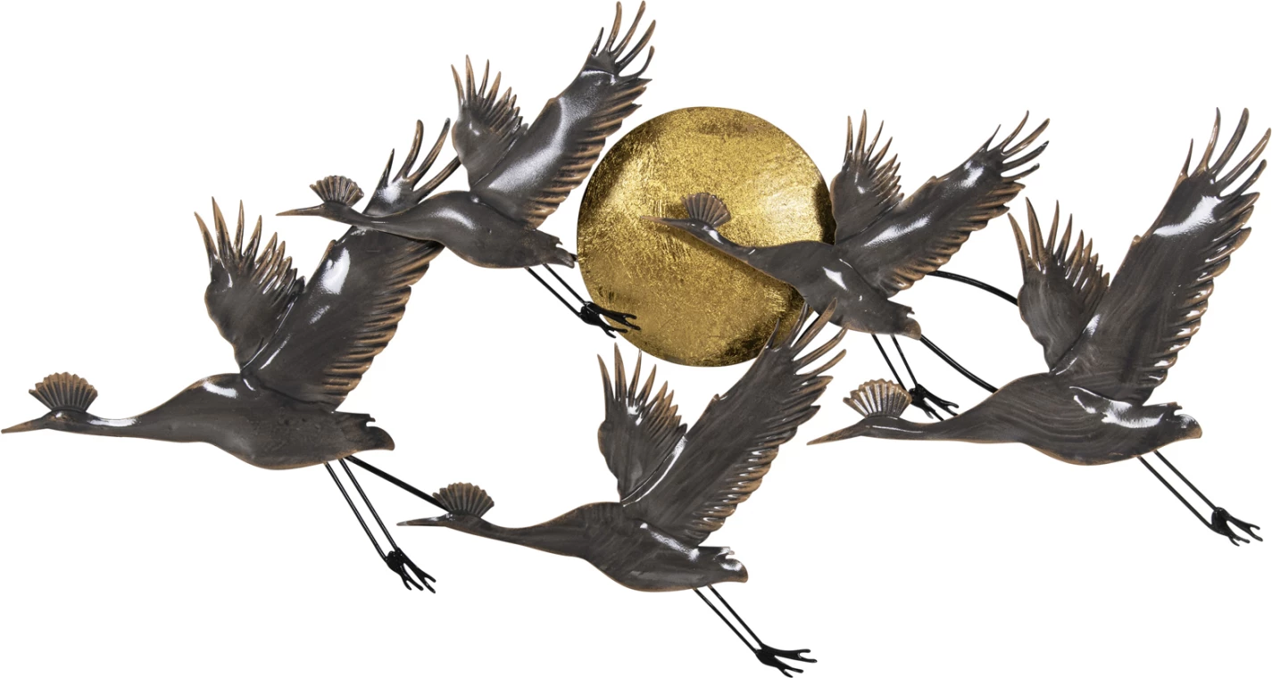 Dekor muri metalik FH4208 zogj në gri-ari 90x46H cm