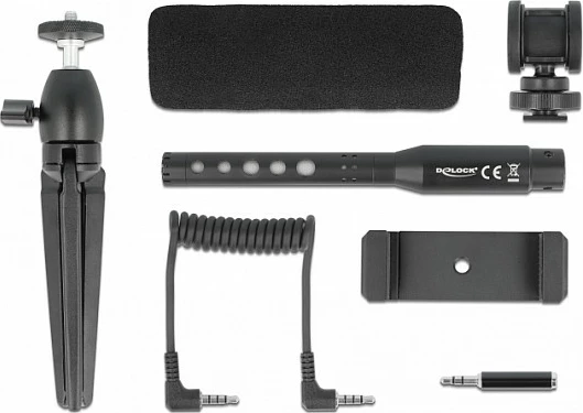 Mikrofon Shotgun DeLOCK Vlog, 3.5 mm, superkardioid, -23 dB, i lidhur, i zi