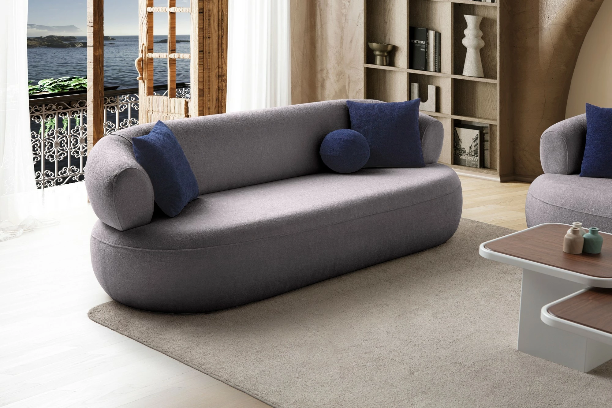 Divan treshe Atelier del Sofa, Roma, ngjyrë gri e errët