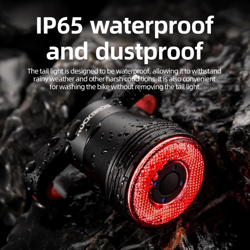 Dritë e pasme biçiklete Rockbros Q5 me sistem inteligjent ndalese, e zezë