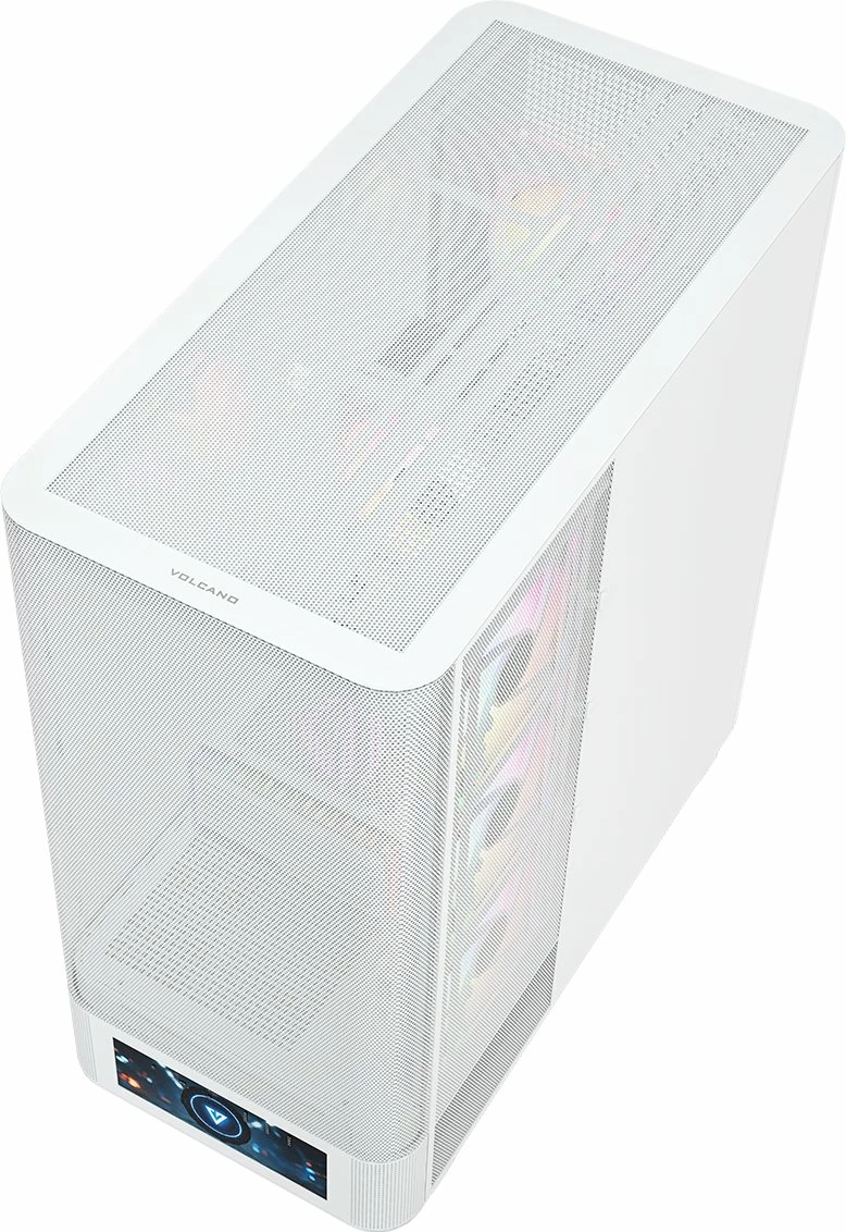 Kasë Modecom Volcano AQ500 ARGB MC-A-AQ500-4FA-W, Midi Tower, LCD ekran, 4x120mm ARGB ventilatorë, ATX/mATX/ITX, USB-C, e bardhë