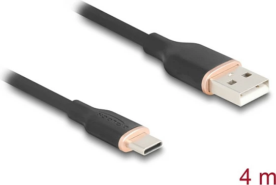 Kabllo USB DeLOCK 81228, USB-A në USB-C, 4m, USB 2.0, 3A, e zezë