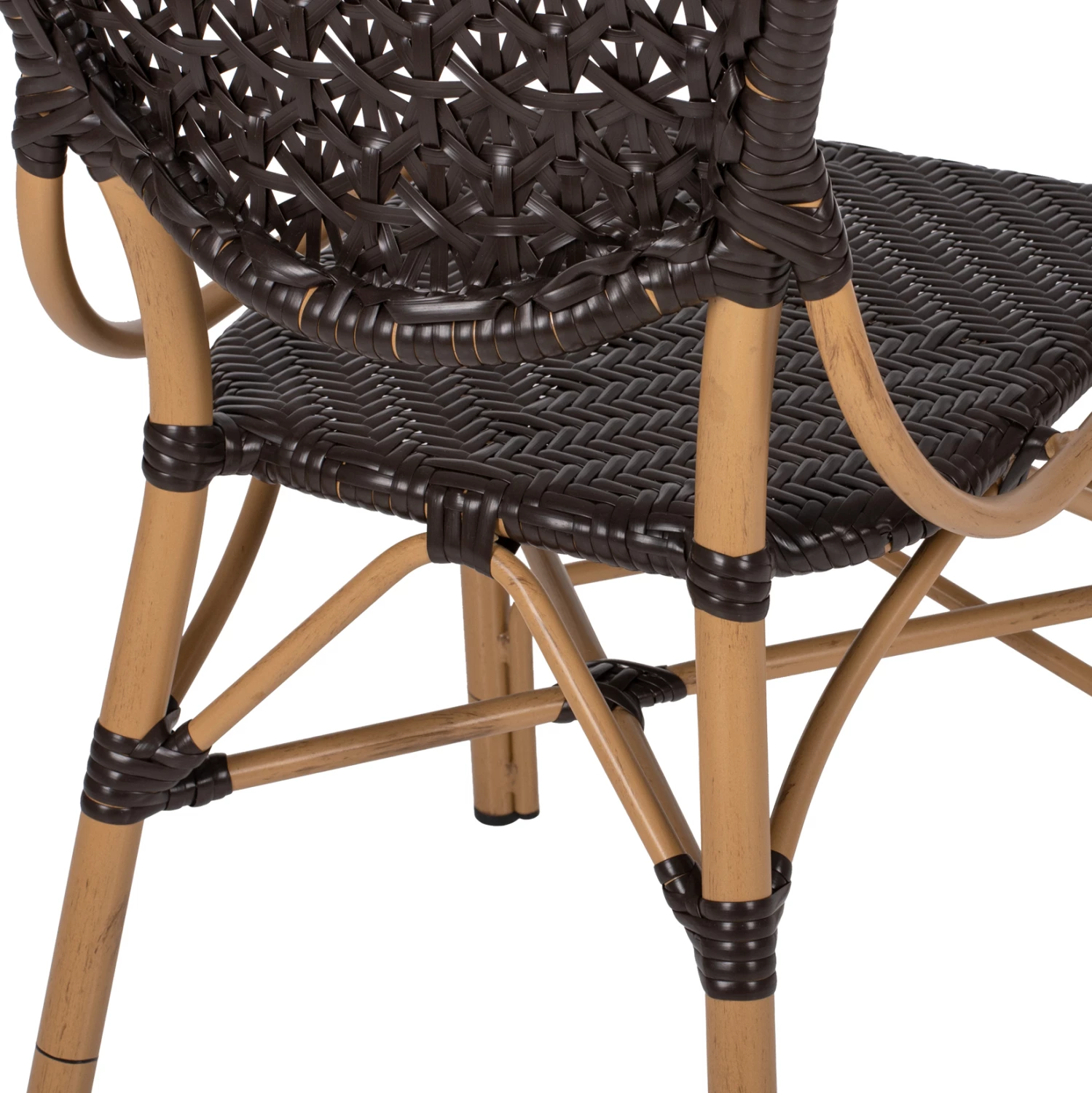 Karrige alumini me pamje bambuje dhe ratan PE në ngjyrë kafe FH5925.01 47x58x95Hcm