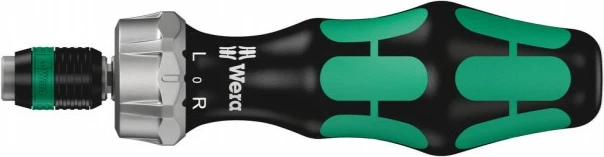 Mbajtës bitash me ratchet Wera 816 RA, 1/4", zi-gjelbër