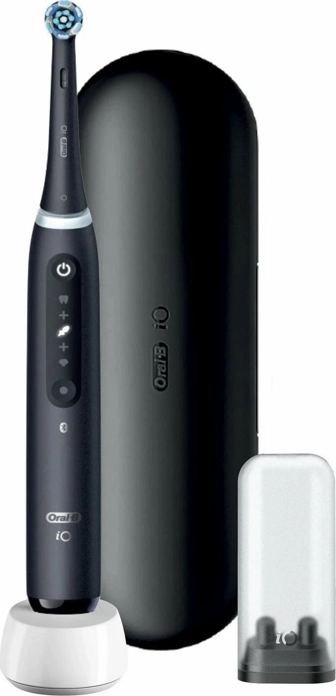 Furçë dhëmbësh elektrike Oral-B iO Series 5, 5 moda, me sensor presioni, me aplikacion, magnetic, e zezë mat, set me 1 kokë + kutizë udhëtimi