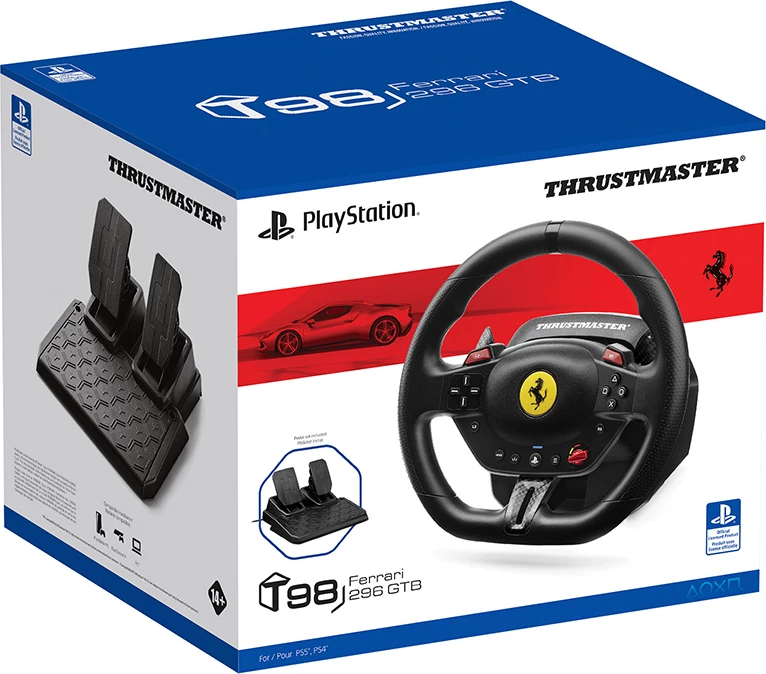 Vollan garash Thrustmaster T98-P Ferrari 296 GTB, PC/PS5/PS4, 240° rotacion, 25.5 cm, set me pedale, i zi