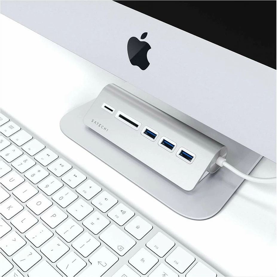 USB Hub USB-C Satechi Type-C Aluminum ST-TCHCRS, 3x USB 3.0, SD/microSD, argjend