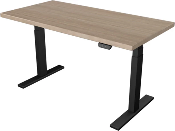 Tavolinë sit-stand UVI Standard, 139x68cm, rregullim lartësie 62-128cm, kornizë e zezë, pllakë Sonoma