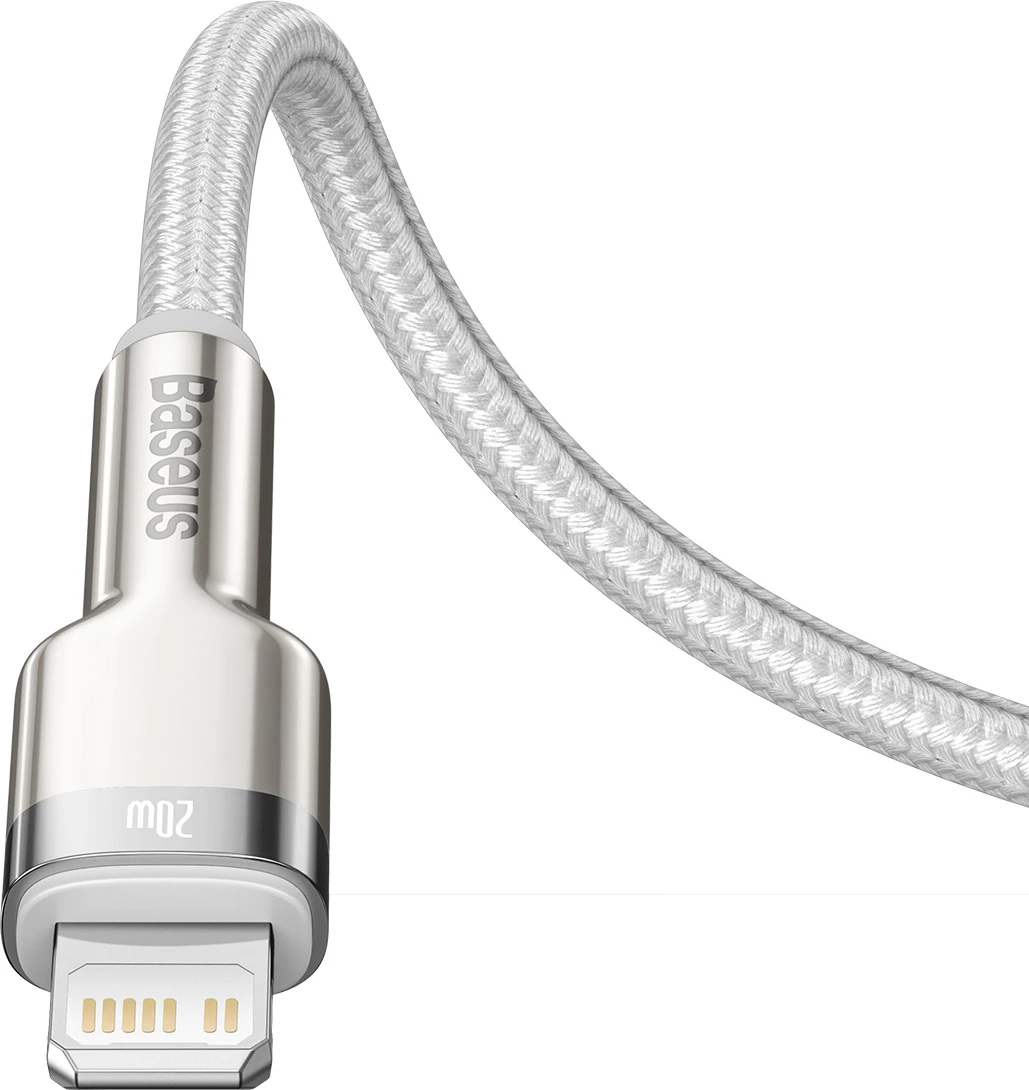 Kabllo Baseus Cafule Series Metal Data CATLJK-B02, USB-C në Lightning, 2m, 20W, Bardhë