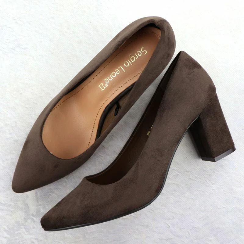 Këpucë elegante femra Leone, chocolate suede