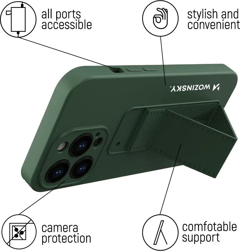 Mbështjellës Wozinsky Kickstand Case për iPhone 13 Pro, silikon, rozë