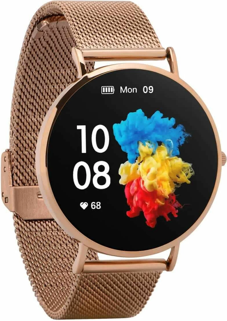 Smartwatch Garett Verona Gold Steel, 1.3" AMOLED, IP67, Bluetooth, Ari