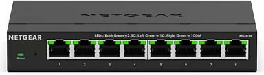 Switch NETGEAR MS308E, 8x 2.5G Ethernet, fanless, montim në mur, i zi