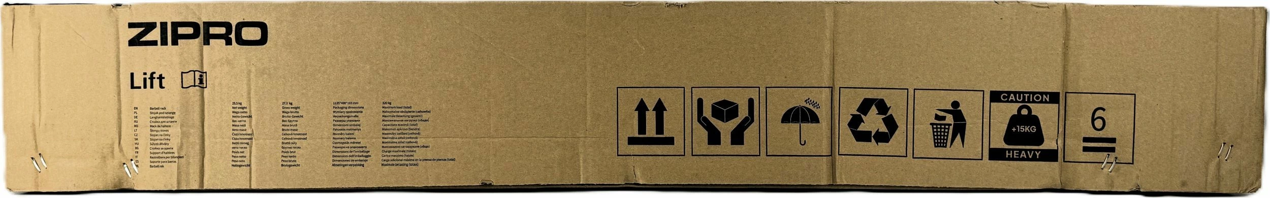 Rack për shtangë Zipro LIFT, i rregullueshëm me safety dhe mbajtëse për disqe, 320 kg, i zi