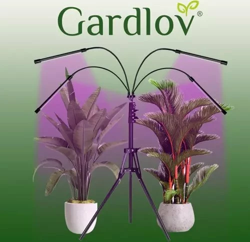 Llambë LED grow për bimë Gardlov 19388, 80 LED, 4 panele, me tripod, USB, timer, e zezë, set 4 copë
