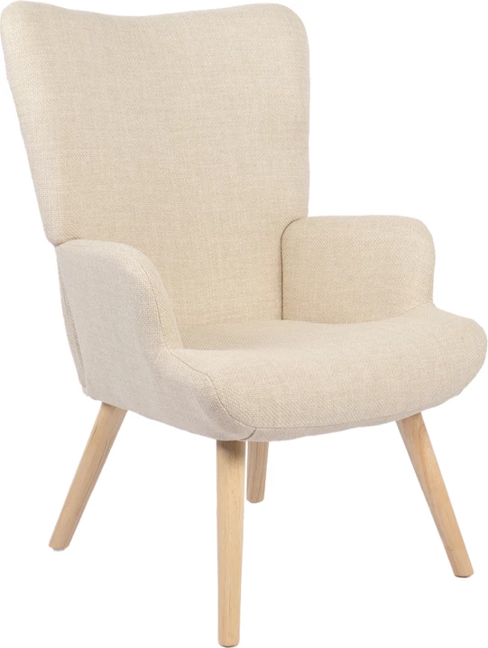 Fotel Gerlina, material krem, këmbë ngjyrë natyrale, 71x64x94cm