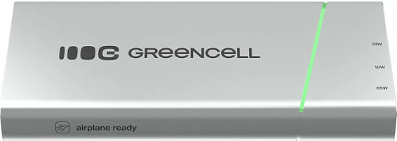 Power bank Green Cell PowerPlay Pro 65W (PBPLGC20P), 20800 mAh, USB-C PD, 3 porta, argjendtë/zi me detaje jeshile