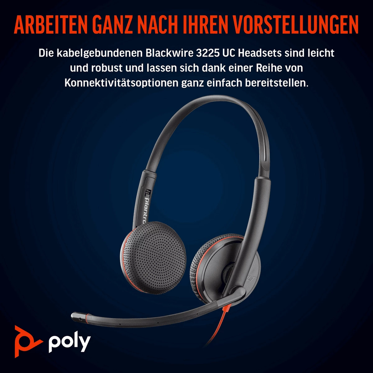 Kufje me mikrofon, Plantronics/Poly Blackwire 3225 8X229A6, me kabllo, stereo UC, e zezë