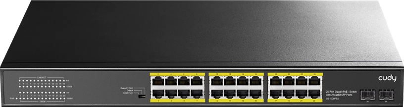 Ndërprerës PoE+ me 24 porta Gigabit me 2 porta SFP 300W (GS1028PS2)