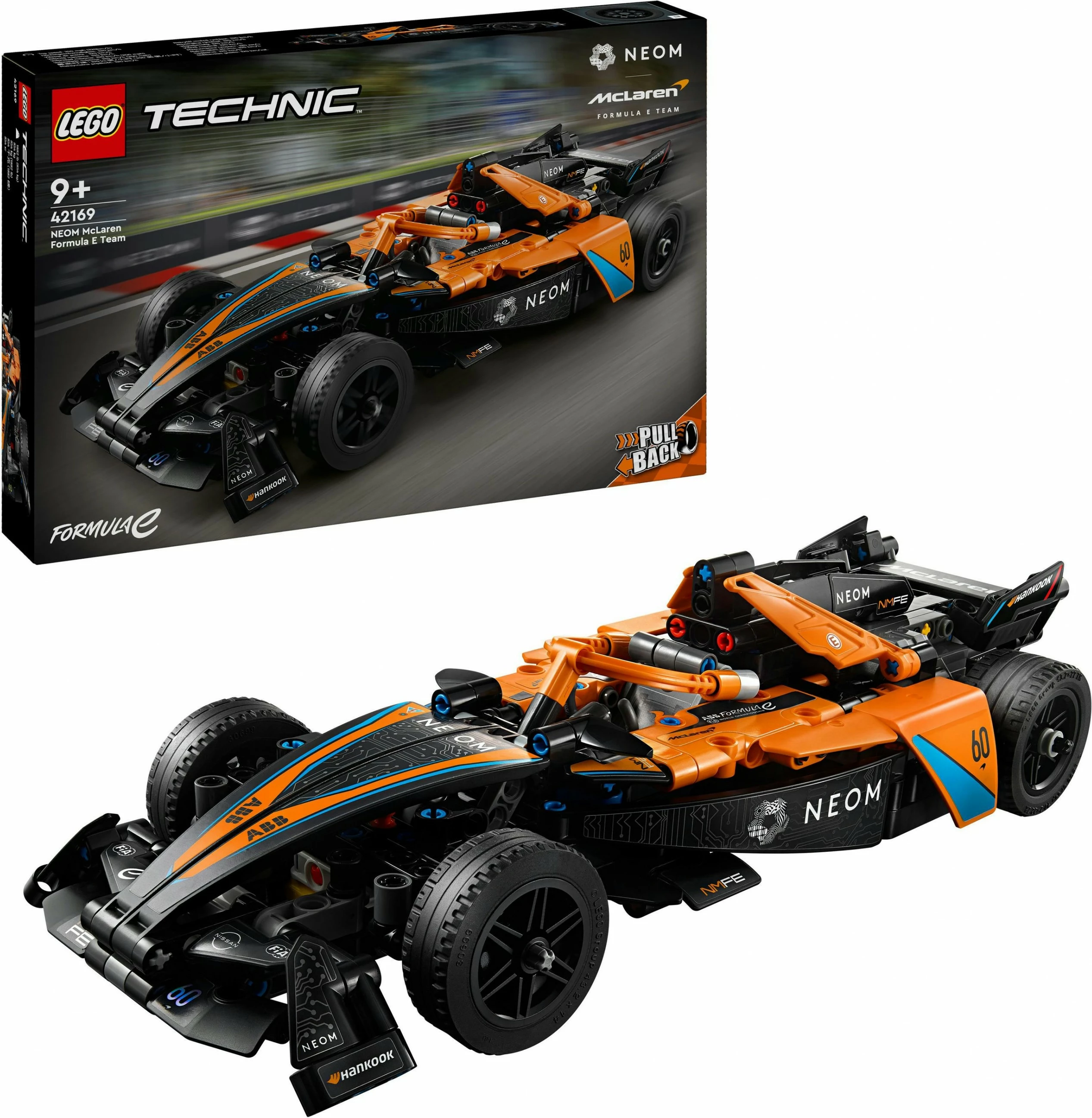 Set ndërtimi LEGO Technic NEOM McLaren Formula E 42169, 452 pjesë, pull-back, shumëngjyrësh