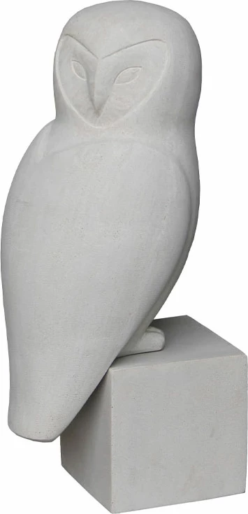 Figurë dekorative Wise Owl, gur sintetik, ngjyrë bezhë, 27x24x67cm