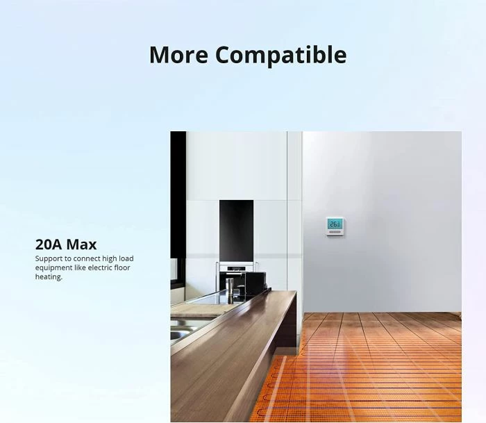 Switch smart Wi‑Fi SONOFF THR320, 20A max, kontroll temperaturë & lagështi, kompatibil me Alexa/Google Home/IFTTT, e bardhë