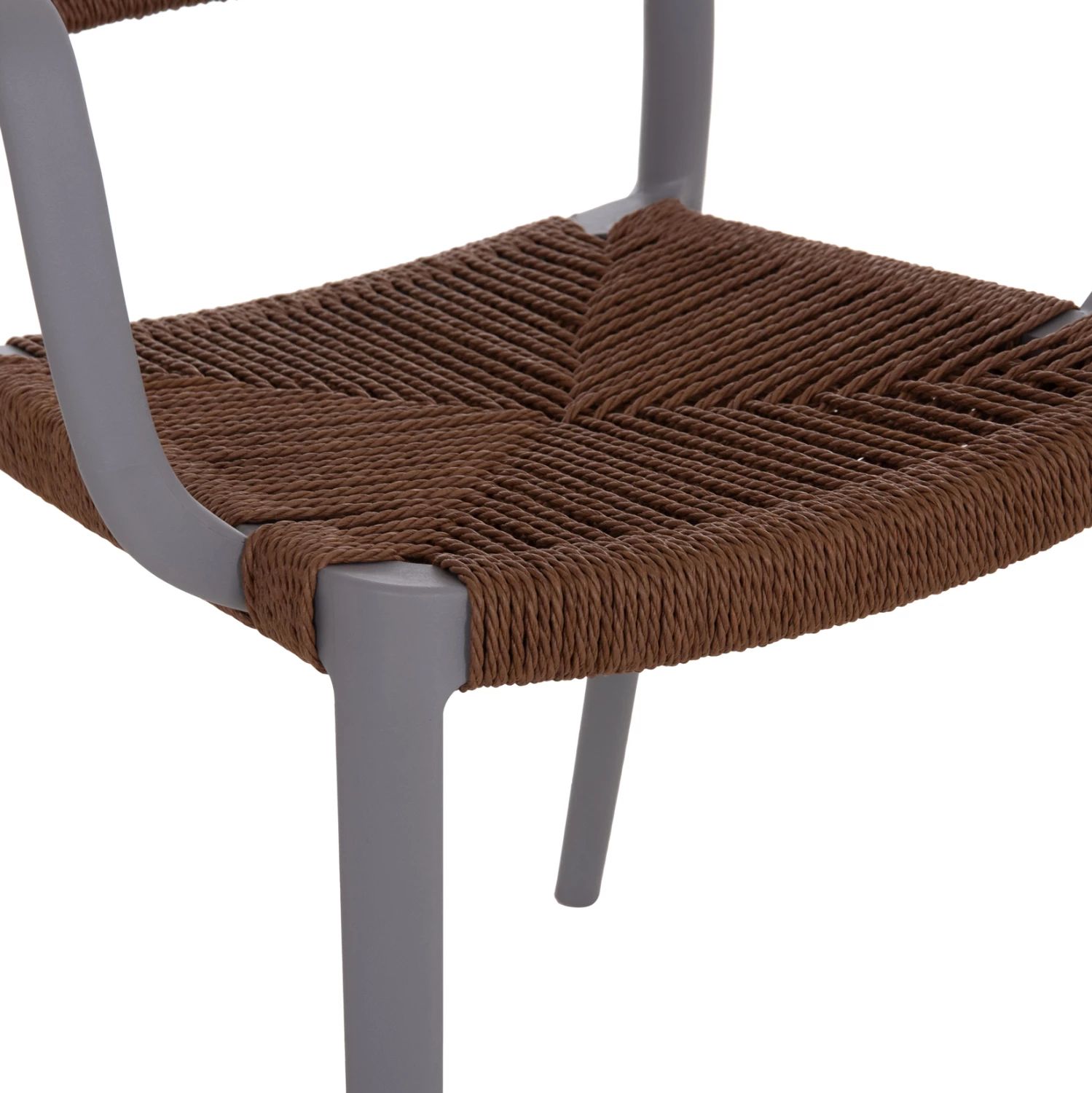 Karrige për jashtë STRIDER, polipropilen gri, litar kafe, 57x53x80cm