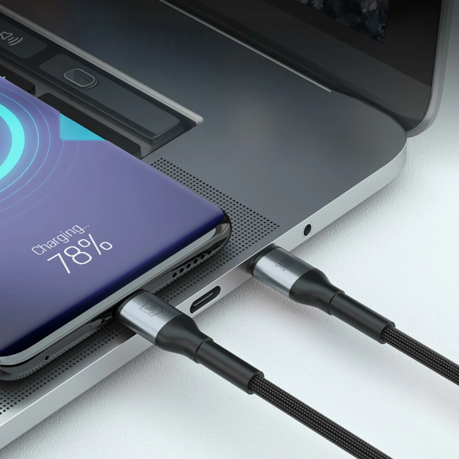 Kablë karikimi 3mk Hyper Cable N-SERIES USB-C/USB-C 1m 240W PD 3.0 QC 3.0, e zezë, paketim kuti