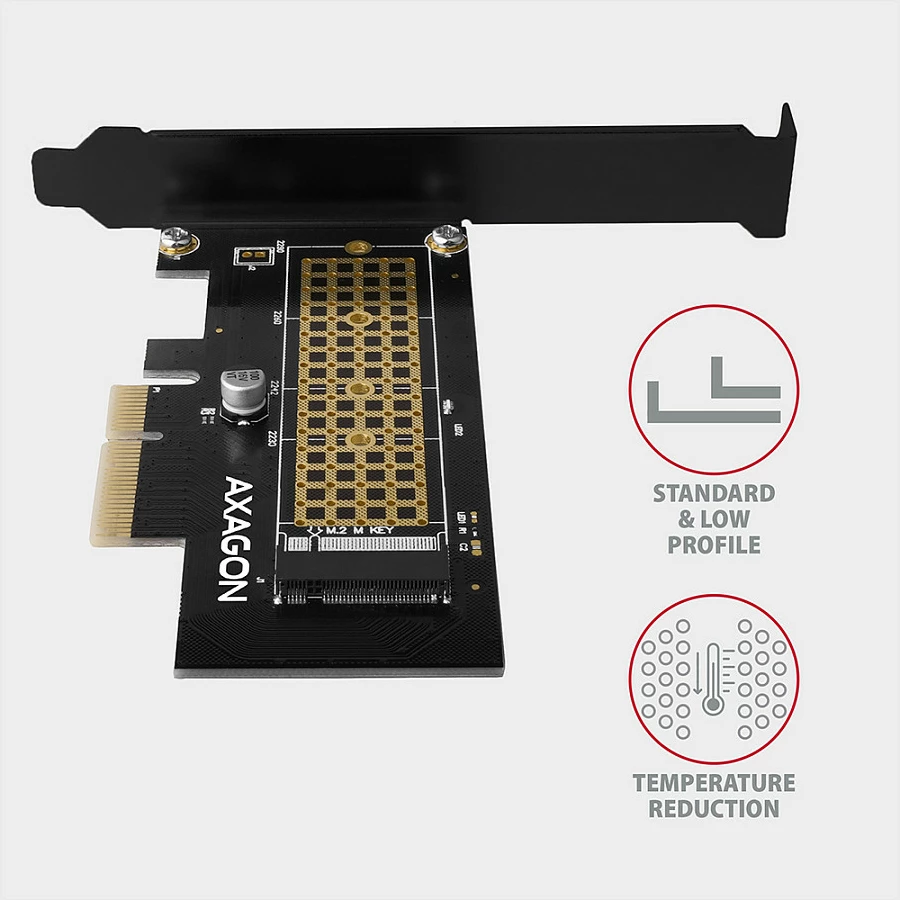 Adapter PCIe Axagon PCEM2-N, M.2 NVMe 2280, PCIe 3.0 x4, ftohje pasive