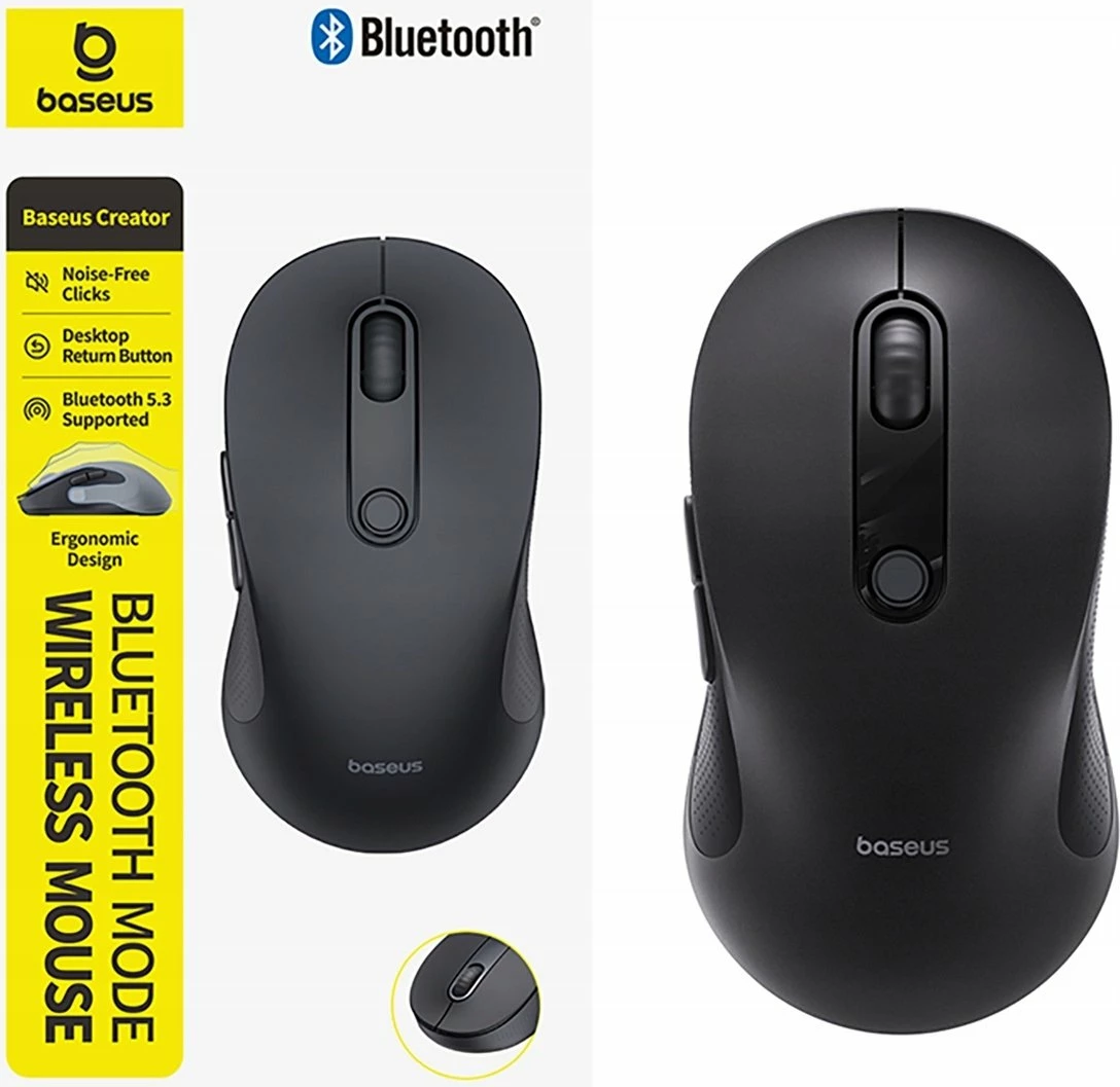 Maus wireless Baseus F02 Bluetooth 5.3, 1000-4000 DPI, 6 butona, i zi