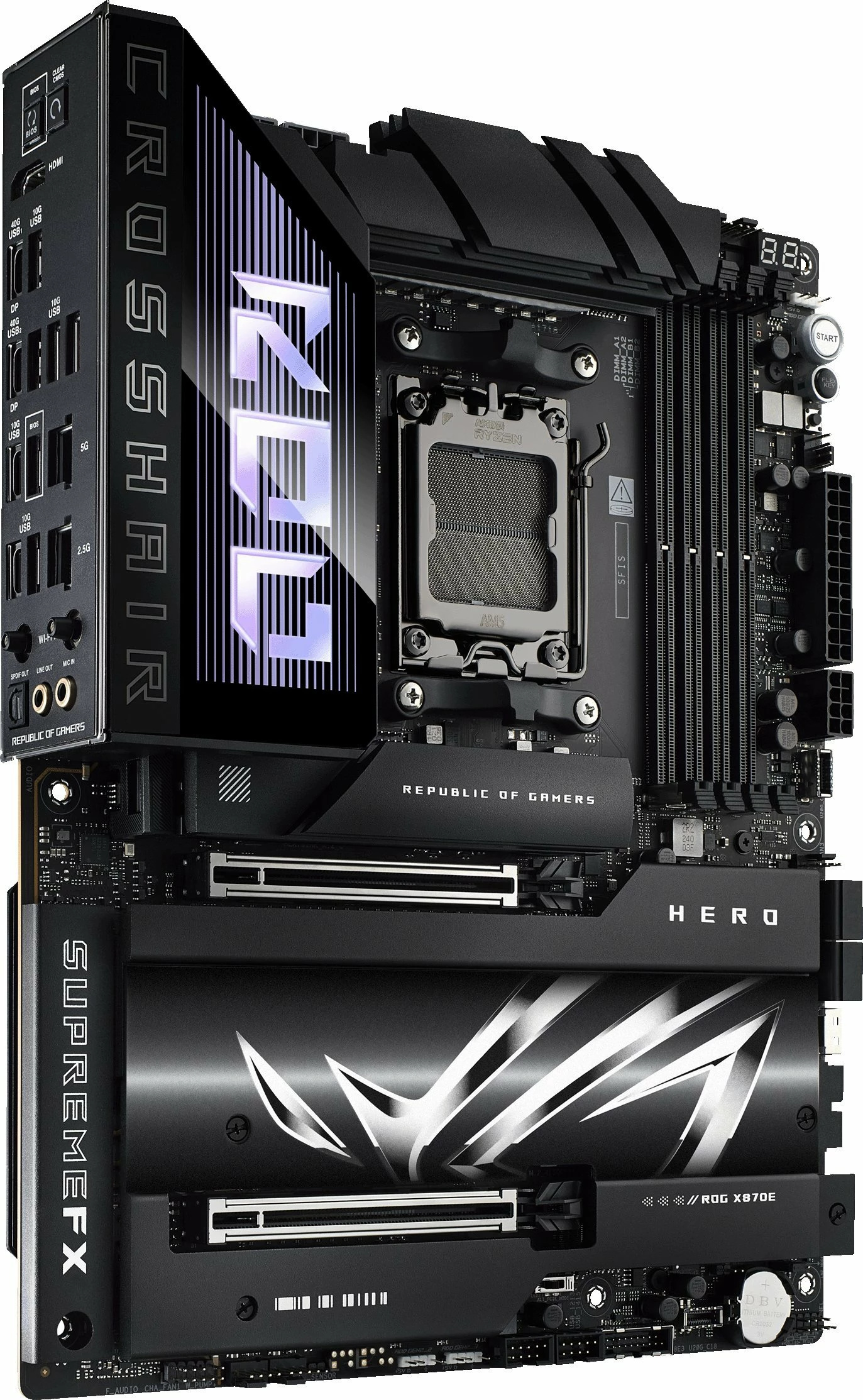 Pllakë amë Asus ROG Crosshair X870E Hero ATX, AM5, DDR5 deri 256GB, Wi‑Fi 7