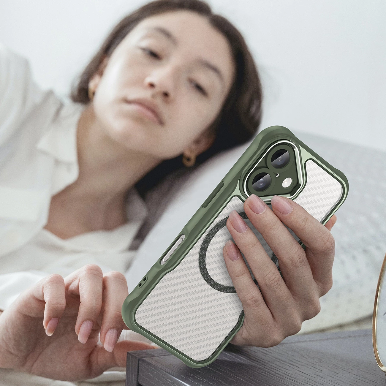 Mbështjellës Hurtel Leading Series MagSafe për iPhone 16, TPU, i gjelbër