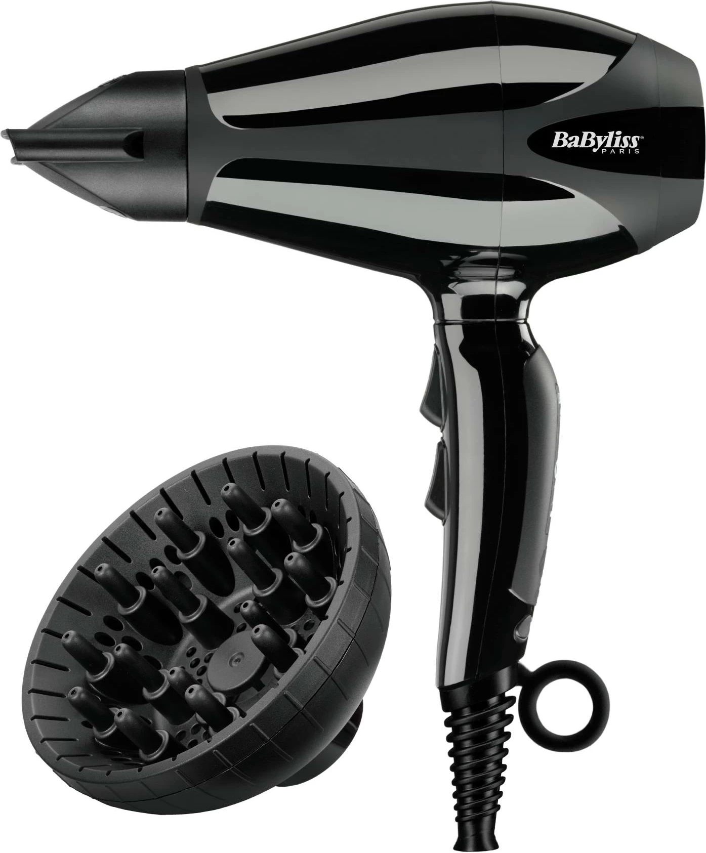 Tharëse flokësh BaByliss 6715DE 2400W me difuzor, motor AC profesional, e zezë
